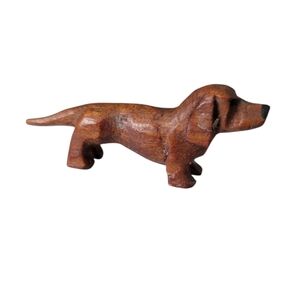 VINTAGE GERMAN WOODEN DACHSHUND FIGURINE